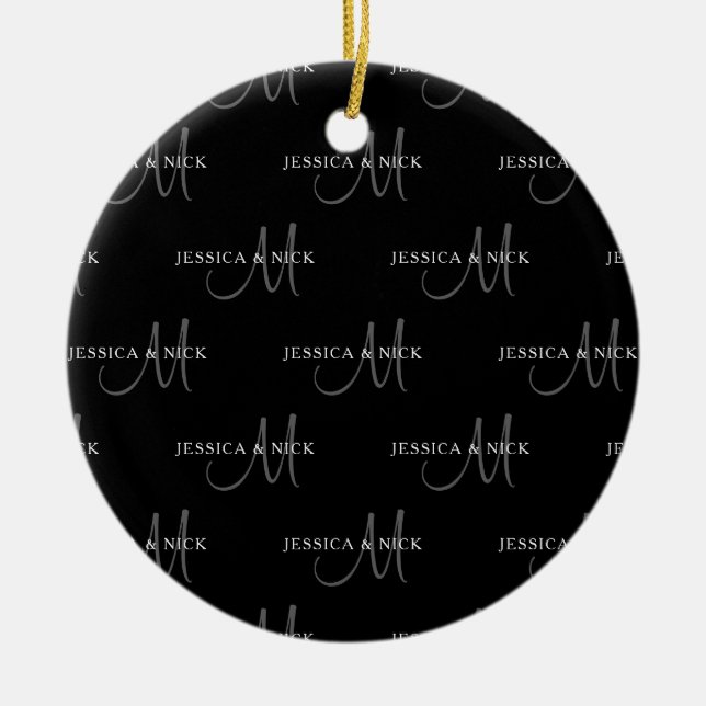 Adorno De Cerámica Nombres y monogramas de parejas elegantes (Frente)