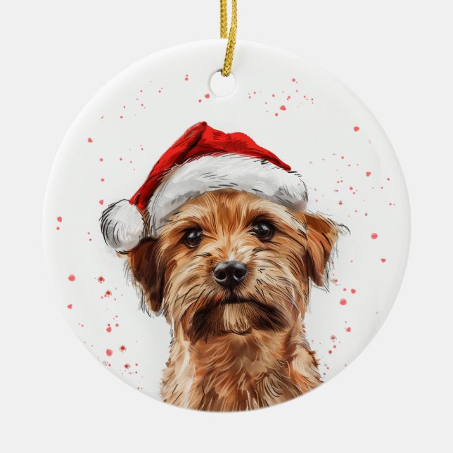 Adorno De Cerámica Norfolk Terrier Dog Christmas Personalized (Frente)