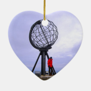Adorno De Cerámica Noruega, cabo del norte, símbolo del globo