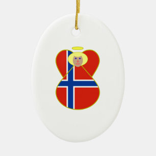 Adorno De Cerámica Noruega y Bandera de Noruega