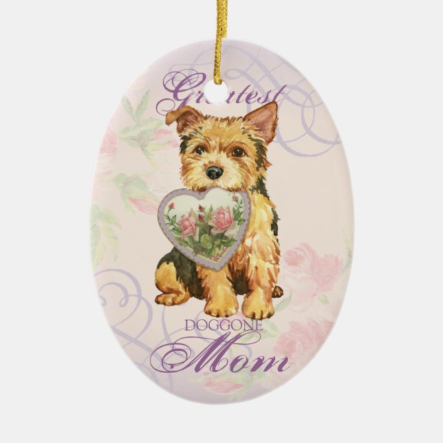 Adorno De Cerámica Norwich Heart Mom (Frente)