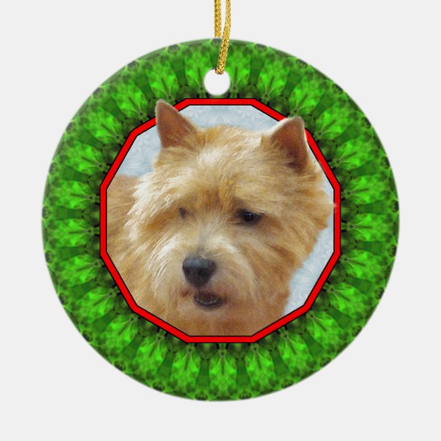 Adorno De Cerámica Norwich Terrier Howliday feliz (Frente)