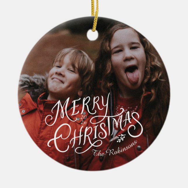 Adorno De Cerámica Nostalgia festiva Feliz Navidad (Frente)