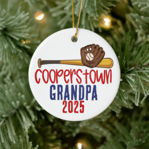 Adorno De Cerámica Nota especial de béisbol para abuelo Cooperstown