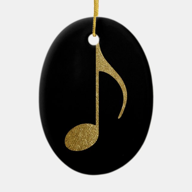 Adorno De Cerámica Nota musical de oro (Frente)