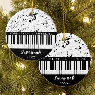 Adorno De Cerámica Notas de música de teclado de piano personalizadas