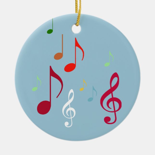 Adorno De Cerámica notas musicales coloridas (Frente)