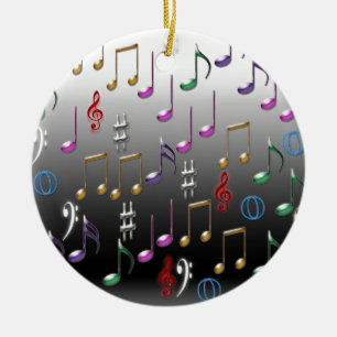 Adorno De Cerámica Notas musicales coloridas sobre fondo gris