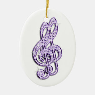 Adorno De Cerámica Notas musicales de diamante brillantes y glitzy de