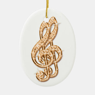 Adorno De Cerámica Notas musicales de diamante brillantes y glitzy na