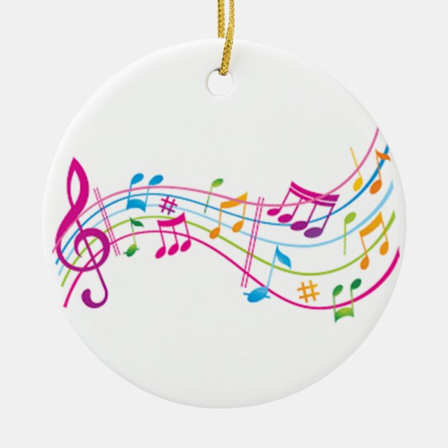 ADORNO DE CERÁMICA "NOTAS MUSICALES EN COLOR" (Frente)