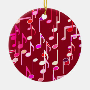 Adorno De Cerámica Notas musicales impresas - burgundy, multi