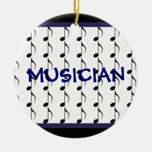 Adorno De Cerámica Notas Musicales Negras y Azules Marinos - Músico