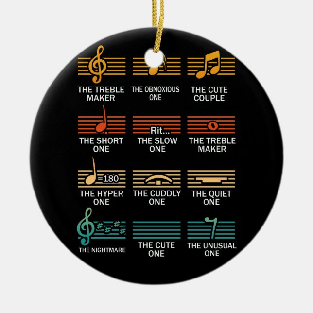 Adorno De Cerámica Notas musicales Símbolo Definición Humor Gracioso  (Frente)