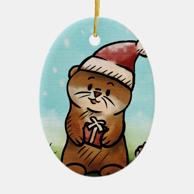 Adorno De Cerámica Notice Otis Christmas Oval Ornament (Frente)