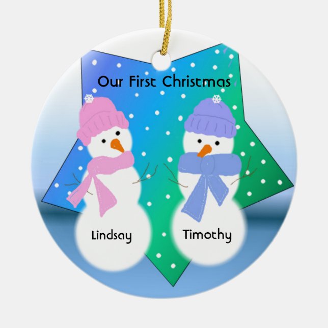 Adorno De Cerámica Novedades de los hombres de nieve (Frente)