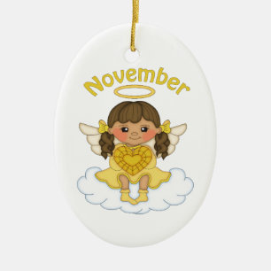 Adorno De Cerámica November Birthstone Angel Brunette