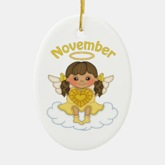 Adorno De Cerámica November Birthstone Angel Brunette