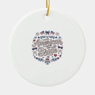 Adorno De Cerámica Novia Americana Diseño Vectorial de Boda Patriótic