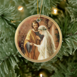 Adorno De Cerámica Novia católica y Groom Mary St. Joseph Gold