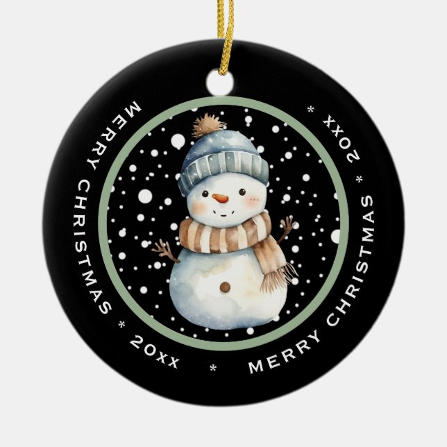 ADORNO DE CERÁMICA NOVIA CUIDADA CON NAVIDAD GORRA, FELIZ CON FECHA (Frente)