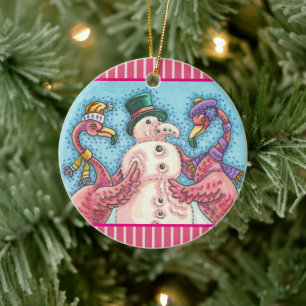 ADORNO DE CERÁMICA NOVIA DE FLAMINGO ROSA, AVES DE NAVIDADES DIVERSOS