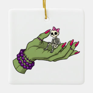 Adorno De Cerámica Novia de Frankenstein con Skeleton Bow Obtención