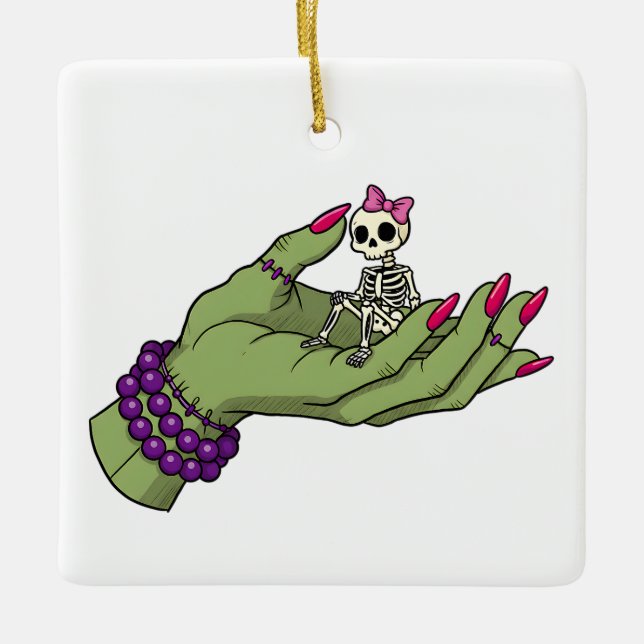 Adorno De Cerámica Novia de Frankenstein con Skeleton Bow | Obtención (Anverso)