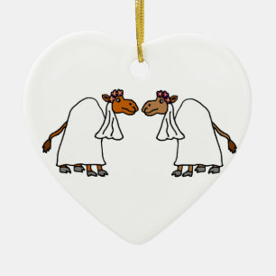 Adorno De Cerámica Novia divertida del camello y novia