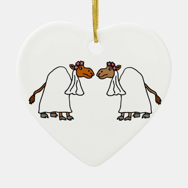 Adorno De Cerámica Novia divertida del camello y novia (Frente)