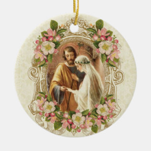 Adorno De Cerámica Novias católicas tradicionales Groom Virgin Mary