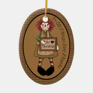 Adorno De Cerámica Noviembre "Dale las gracias" Annie Advent Ornament
