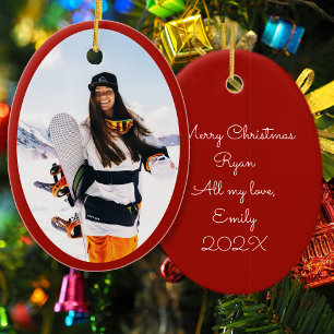 Adorno De Cerámica Novio Girlfriend Oval Photo Navidades