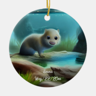 Adorno De Cerámica Nube de nutria en estanque - personalizable