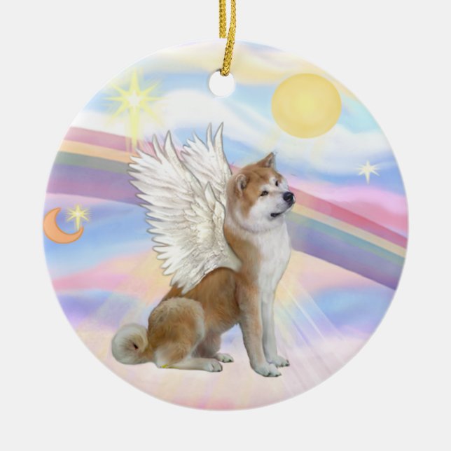 Adorno De Cerámica Nubes - Akita Inu Angel (Frente)
