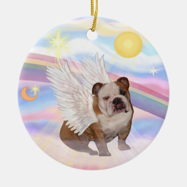 Adorno De Cerámica Nubes - Ángel de Bulldog inglés (Frente)
