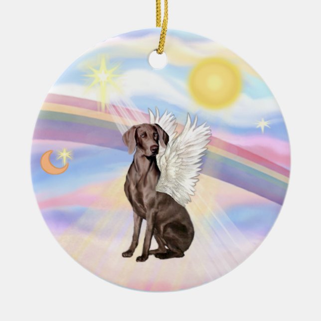 Adorno De Cerámica Nubes - Ángel de Weimaraner (Frente)