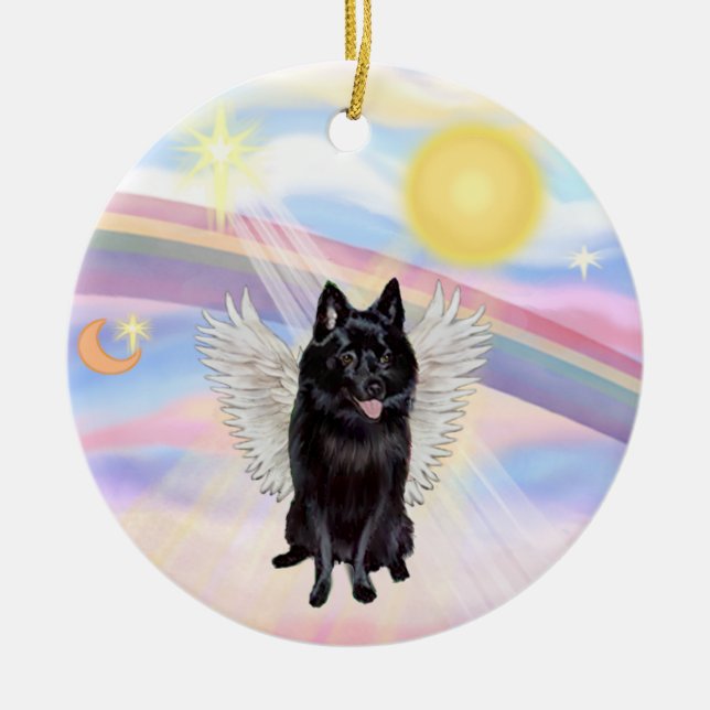 Adorno De Cerámica Nubes - Ángel Schipperke (Frente)