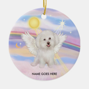Adorno De Cerámica Nubes - Bichon Angel (#7), NOMBRE VA AQUÍ