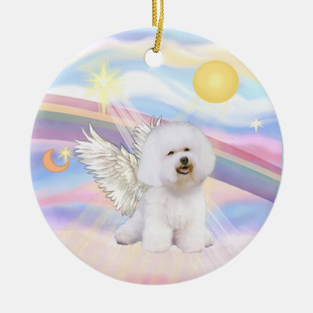 Adorno De Cerámica Nubes - Bichon Frise Angel (Frente)