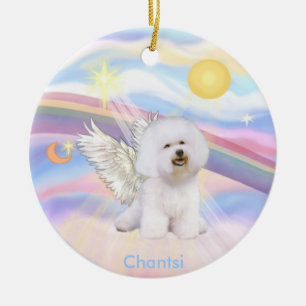 Adorno De Cerámica Nubes - Bichon Frise Angel - redondo, Chantsi