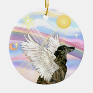 Adorno De Cerámica Nubes - Brindle Greyhound