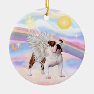 Adorno De Cerámica Nubes - Bulldog inglés (marrón-blanco)