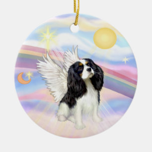 Adorno De Cerámica Nubes - Cavalier King Charles (tri)