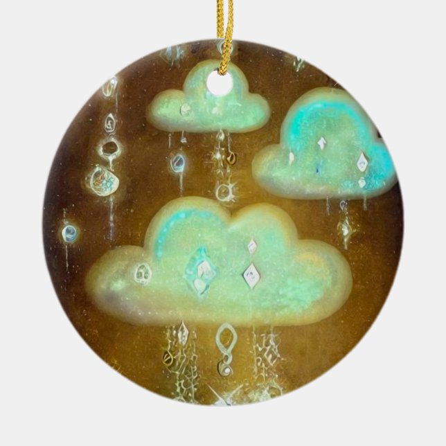 Adorno De Cerámica Nubes de lluvia de cristal de época (Frente)