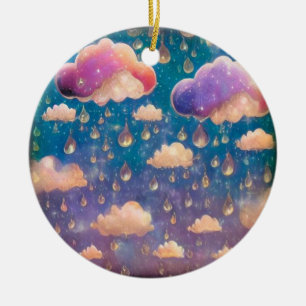 Adorno De Cerámica Nubes de lluvia rosa de cristal