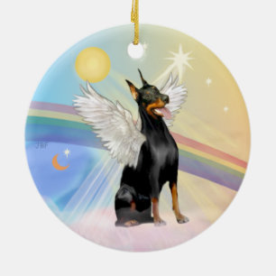 Adorno De Cerámica Nubes - Doberman Pinscher (dbl lado)