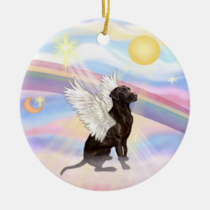 Adorno De Cerámica Nubes - Labrador Angel (Chocolate)