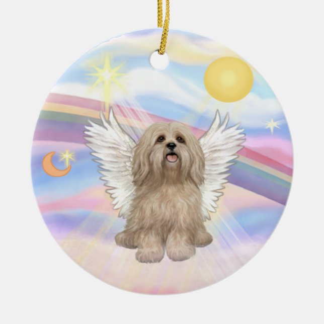 Adorno De Cerámica Nubes - Lhasa Apso (crema) (Frente)