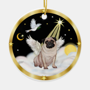 Adorno De Cerámica Nubes (N)- Pug Ángel (beige)